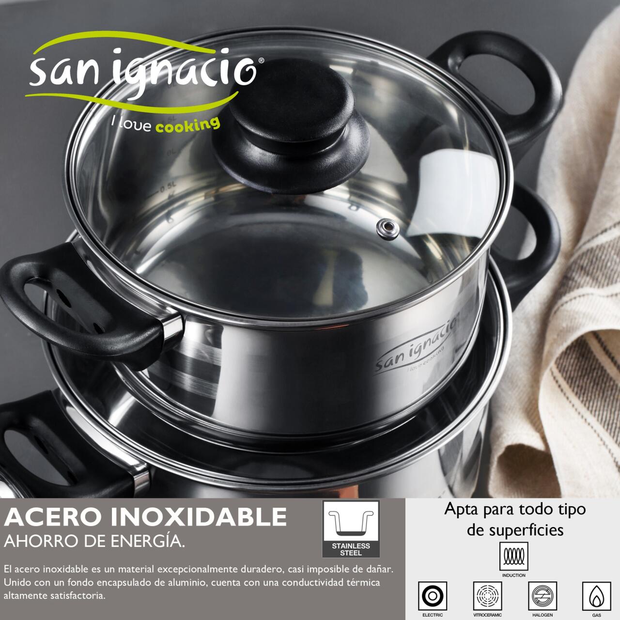 Pack de 3 Sartenes y Batería de Cocina San Ignacio Cassel